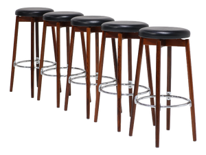 Vintage Danish Barstools in Rosewood and Chrome by Hugo Frandsen for Spøttrup, 1960s, Set of 5