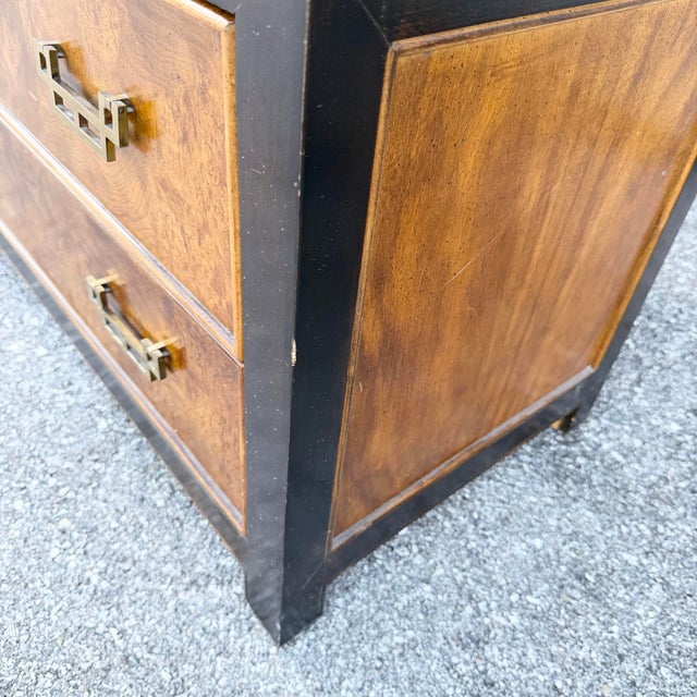 Vintage Chinoiserie Burlwood and Black Armoire With Brass Accents by Century Furniture For Sale - Image 11 of 12