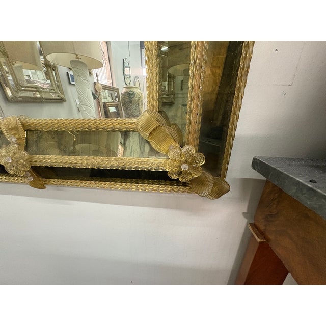 Glass Baroque Style Venetian Mirror For Sale - Image 7 of 12