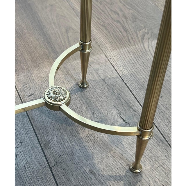 1940s Pair of brass side tables with oxidized mirror tops by Maison Baguès For Sale - Image 10 of 12