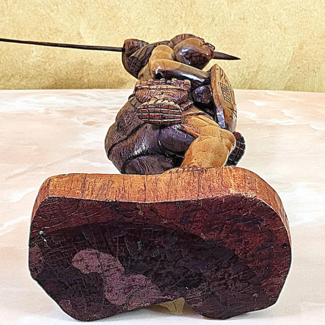 Vintage Hand-Carved Filipino Igorot Warrior Wood Sculpture – 23” For Sale - Image 12 of 18