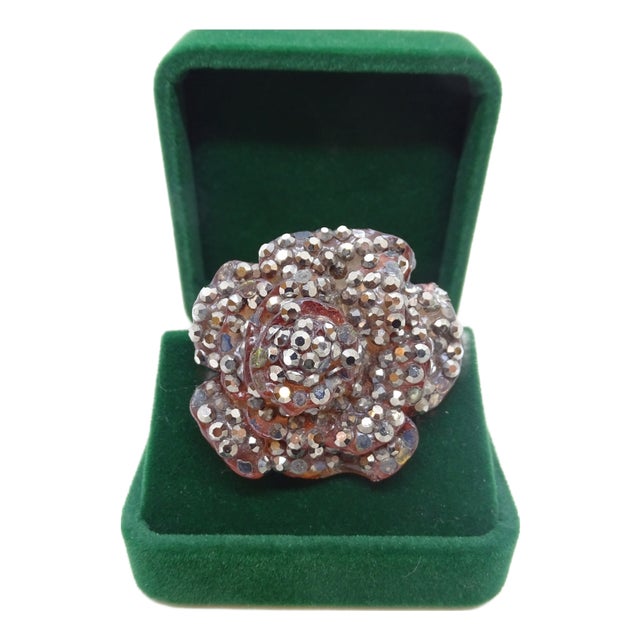 Rosa Brooch with Crystals from Giorgio Armani, Italy, 1990s For Sale
