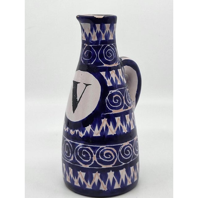 Cobalt Blue Ceramic Bottle by Robert Picault, France, 1950 For Sale - Image 4 of 10