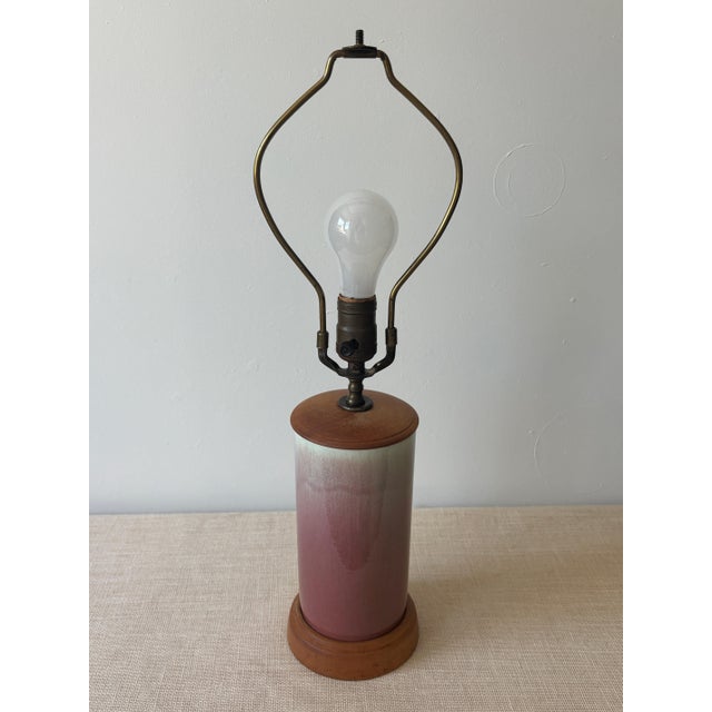 Mid-Century Modern Vintage Mid-Century Modern William Manker Studio California Art Pottery Lamp Blue Pink Ombre For Sale - Image 3 of 18
