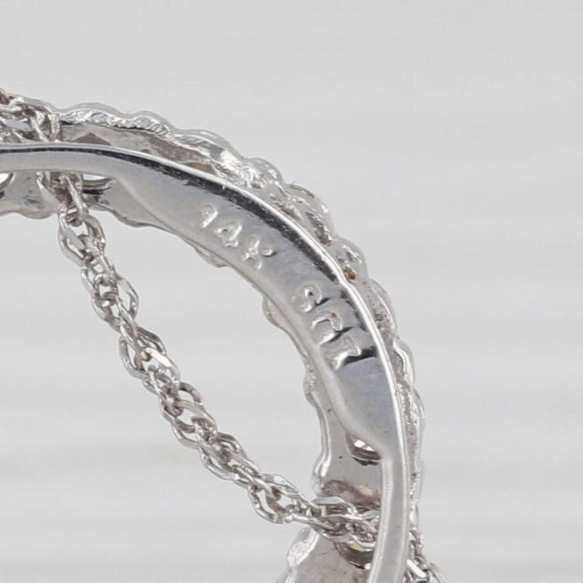Modern 0.55ctw Diamond Eternity Circle Pendant 14k White Gold 18" Rope Chain Necklace For Sale - Image 3 of 6