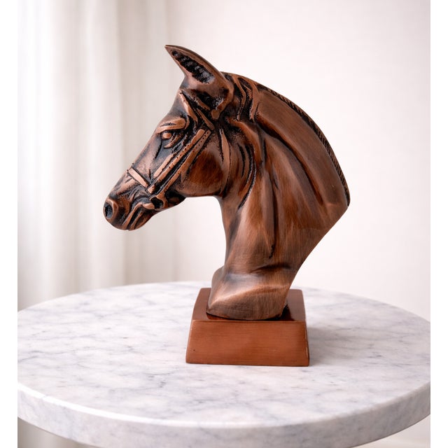 Enhance your home décor with this elegant antique-style horse bust sculpture, beautifully crafted from real metal and...