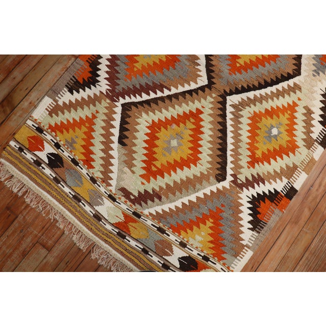 Mid 20th Century Geometric Turkish Kilim Flat-Weave For Sale - Image 4 of 6