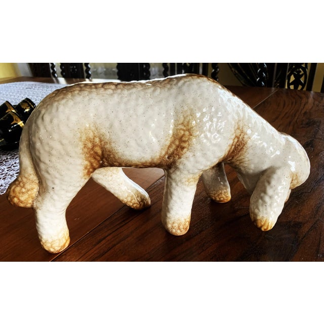 Beige Large Ceramic Lamb or Sheep Figurine, 1960s For Sale - Image 8 of 12