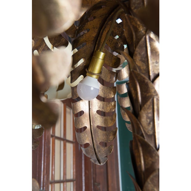 Metal 20th Century Brass Palm Tree Table Lamp in Maison Jansen Style For Sale - Image 7 of 13