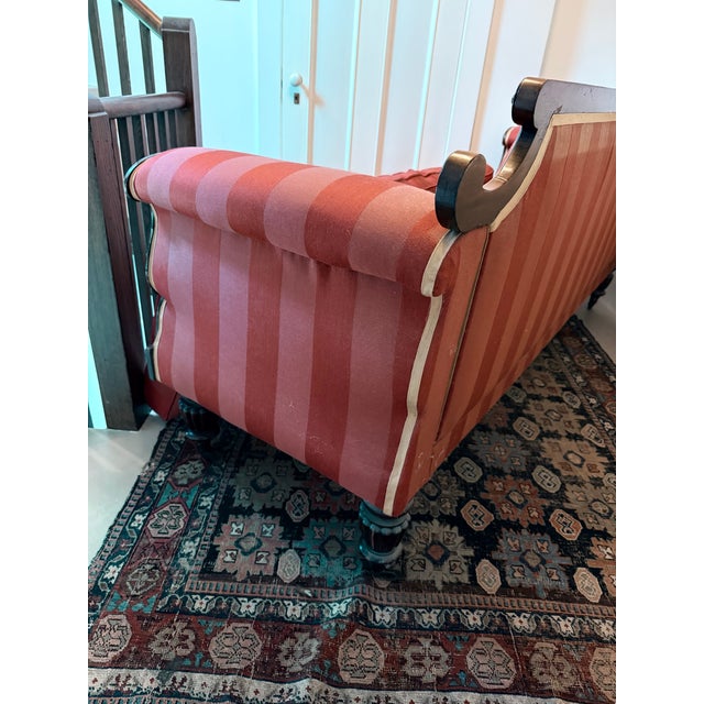 Early 19th Century Antique Late Regency William IV Mahogany Settee in Clarence House Wool Stripe For Sale - Image 5 of 13