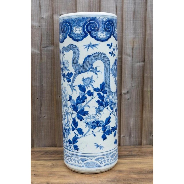 19th Century Large 19th Century Chinese Qing Blue and White Twin Dragon Porcelain Vase For Sale - Image 5 of 18
