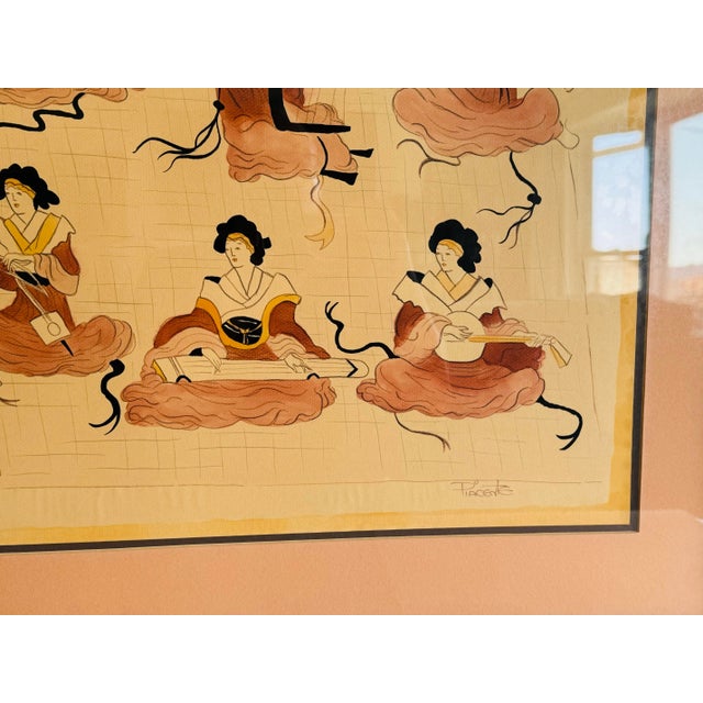 1970s Vintage 1970s Asian Hand-Colored Pencil Drawing “Honey” by Piacente For Sale - Image 5 of 10