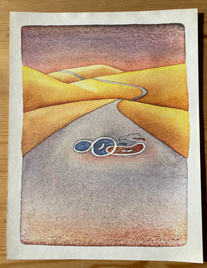 Jean-Michel Folon, Sur la route, Etching