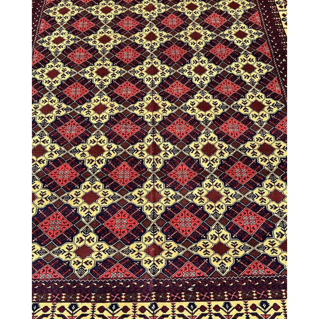 Afghan Aqcha Turkmen Hand-Knotted Wool Rug, 9'10" X 6'6" For Sale - Image 6 of 12