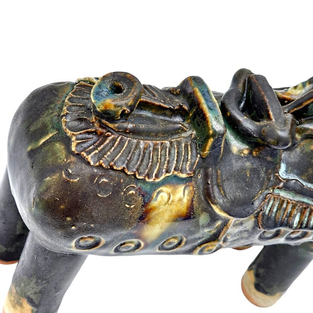 Chinese Sancai Style Drip Glaze Ceramic Horse Figure Ocarina 10.5" For Sale - Image 9 of 12
