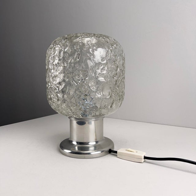 Table Lamp with Mouth-Blown Glass Shade and Silver Base from Doria Leuchten, Germany, 1970s For Sale - Image 3 of 9