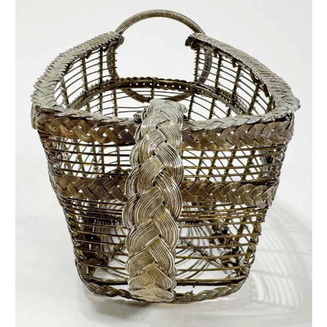 Antique French Braided Silver-Plated Wine Holder For Sale - Image 9 of 10