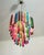 Fantastic vintage murano chandelier made by 92 murano crystal multicolored prism in a nickel metal frame. period: late xx...