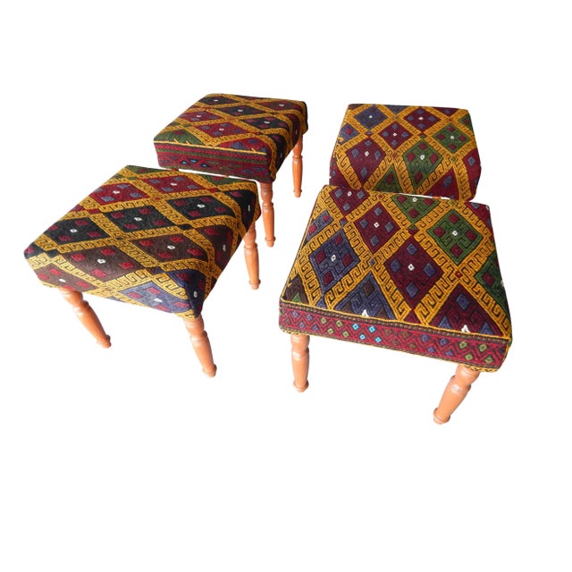 Kilim Bench Upholstered With Turkish Kilim Rug For Sale - Image 9 of 13