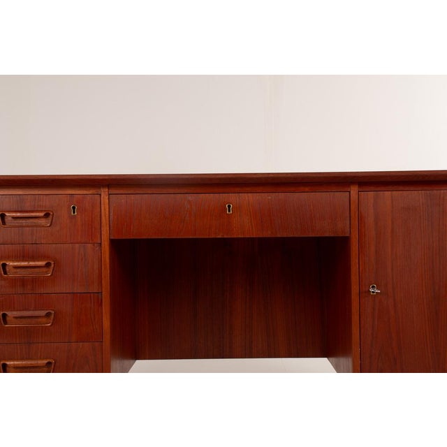 Mid-Century Modern Danish Teak Desk with Bookcase Back, 1960s For Sale - Image 9 of 12