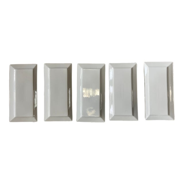 1990s Mid-Century Modern Style White Cordon Bleu Platters- Set of 5 For Sale