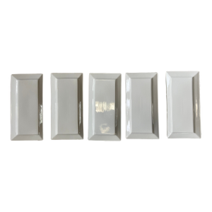 1990s Mid-Century Modern Style White Cordon Bleu Platters- Set of 5
