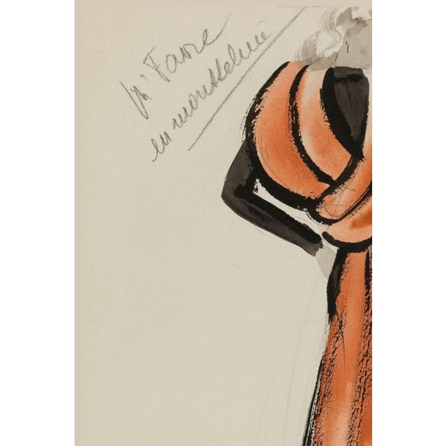 Bunny Williams Home Vintage French Fashion Art Print – Rust & Black Art Deco Illustration, 24" X 32" For Sale - Image 4 of 8