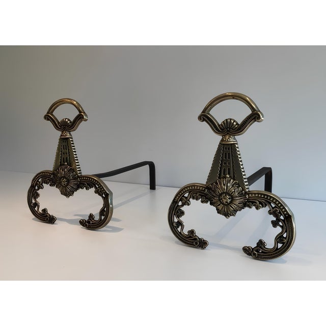 Metal 1900s Neoclassical Style Bronze Andirons - a Pair For Sale - Image 7 of 8