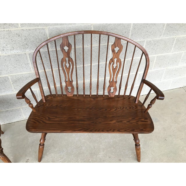 Dinaire Furniture Colonial Solid Oak Deacons Benches a Pair Chairish