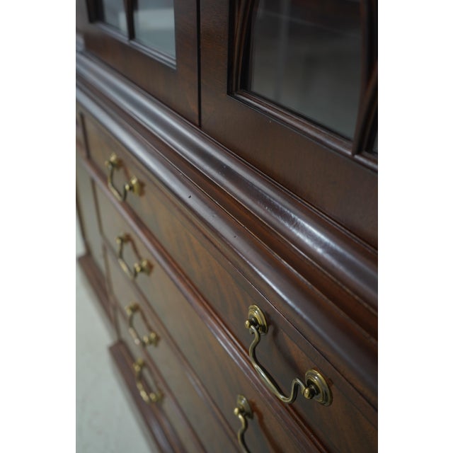 Baker Mahogany 2 Piece Breakfront China Display Cabinet For Sale - Image 14 of 18