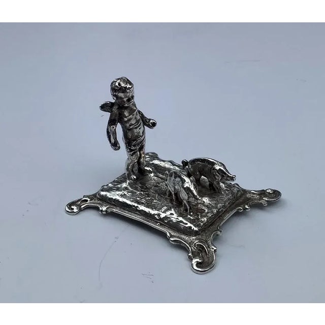 Late 18th Century Antique English Sterling Miniature Cupid and Pigs Sculpture Hallmarked For Sale - Image 4 of 9