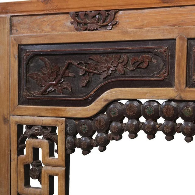 Wood Chinese Marriage Bedframe in Fascia with Scroll Feet For Sale - Image 7 of 8