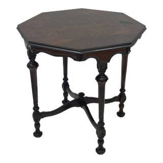 Early 20th Century Flame Mahogany Side Table with Burl Accents For Sale