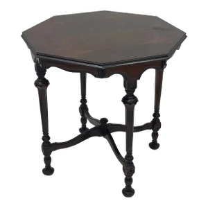 Early 20th Century Flame Mahogany Side Table with Burl Accents