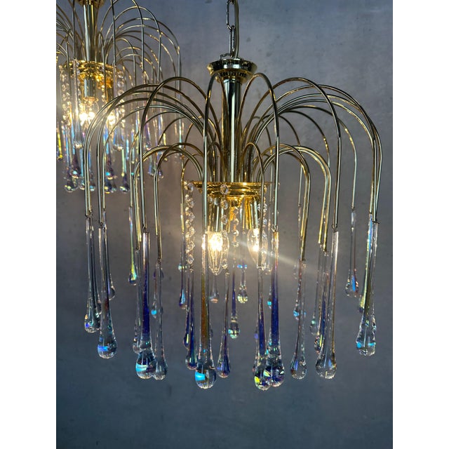 Metal Hollywood Regency Teardrop Chandelier from Massive, 1970s For Sale - Image 7 of 12