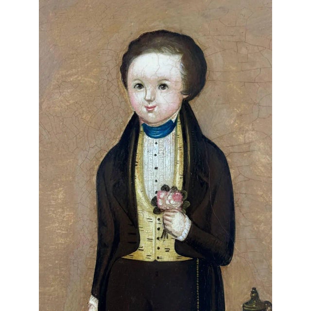 Lot of 5 American School Folk Art Oil on Canvas Paintings For Sale - Image 16 of 17