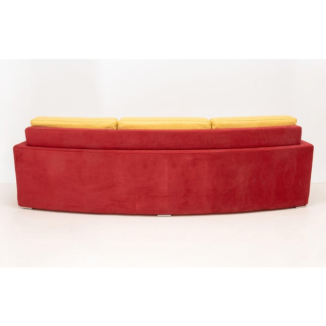 Rolf Benz Curved Two-Tone Suede and Leather Upholstered Sofa For Sale - Image 9 of 9