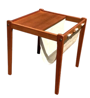 1970s Mid Century Danish Modern Side Table With Magazine Rack by BRDR Furbo of Denmark