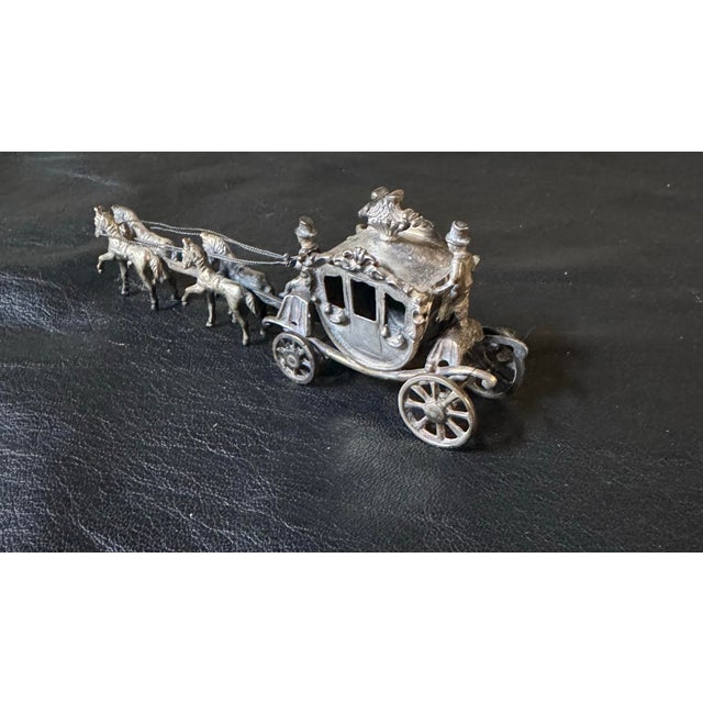 Silver Antique European Staring Silver Miniature Horse Drawn Carriage For Sale - Image 8 of 8