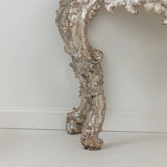 18th C. Italian Silver Leaf Console With Arabescato Marble Top For Sale In Wichita - Image 6 of 12