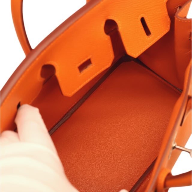 Hermès "Orange H" Epsom Leather 25cm Birkin Bag With Palladium Hardware, 2007. For Sale - Image 13 of 14
