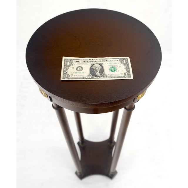 Baker Furniture Company Baker Dark Mahogany 13" Round Neoclassical Pedestal Plant Lamp Stand Table MINT For Sale - Image 4 of 13