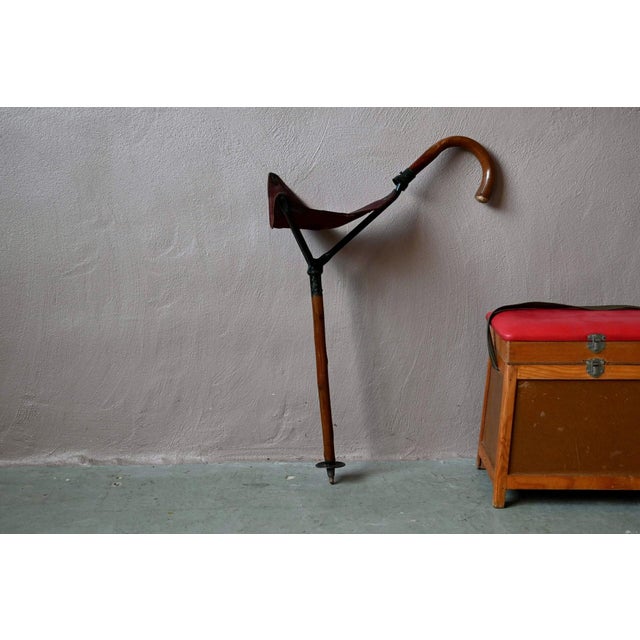 20th Century English Hunting Walking Stick with Seat in Bamboo, Leather and Metal, 1960s For Sale - Image 13 of 13