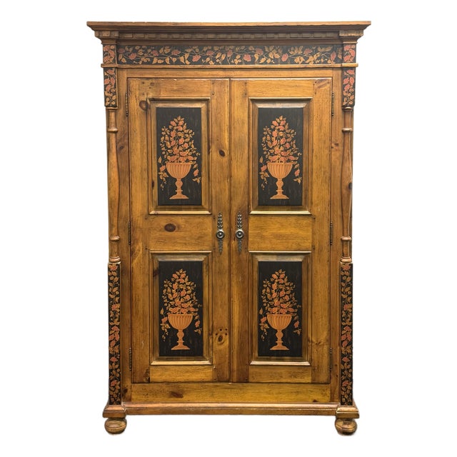 Drexel Pinehurst Farmhouse Style Paint Decorated Armoire For Sale