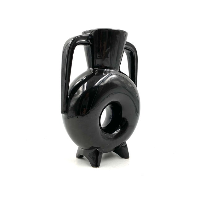 Organic Modern Black Ceramic Vase, France 1970s For Sale - Image 6 of 13