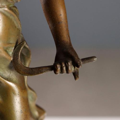 Antique Table Clock with Figurine attributed to A. Moreau, 19th-20th Century For Sale - Image 5 of 15