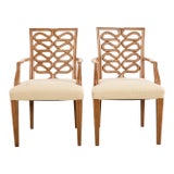 Pair of Dessin Fournir Ribbon-Back Oak Dining Armchairs For Sale