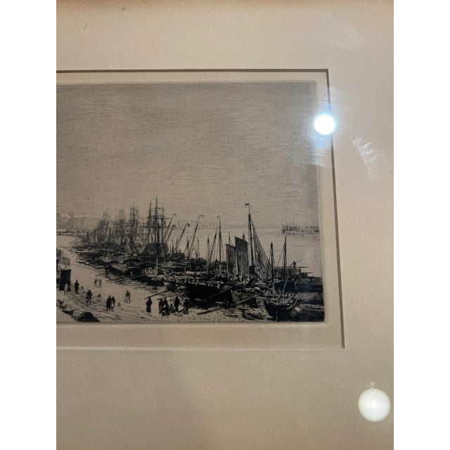 19th Century Maxime Lalanne "Rade De Bordeaux" Original Etching C. 1868 For Sale - Image 5 of 6