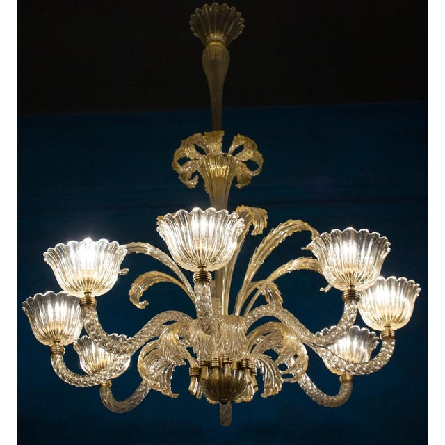 Art Deco Mounted Murano Glass Chandelier by Ercole Barovier, 1940 For Sale - Image 11 of 17