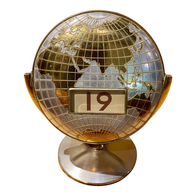 Mid-Century Modern Perpetual Globe Flip Calendar For Sale
